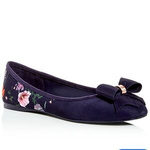 Ted Baker Dark Blue Floral Bow Loafers